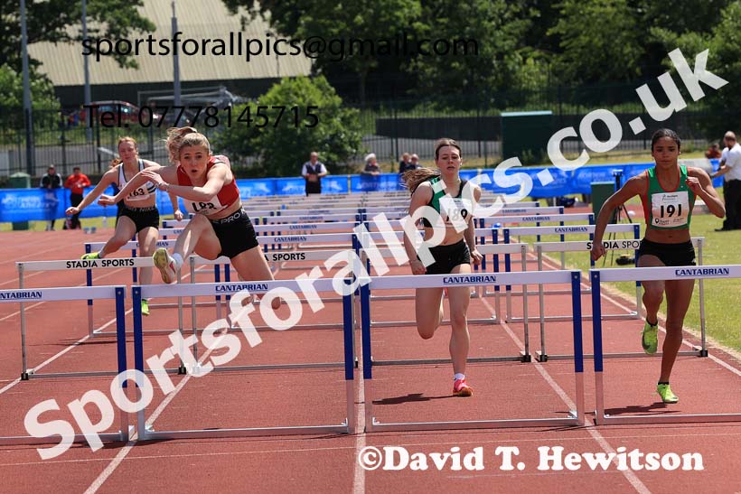 Womens Under-20s 100 metres hurdles, 2024 Northern Senior and Under-20s Track and Field Champs, Middlesbrough.  Photo: David T. Hewitson/Sports for All Pics